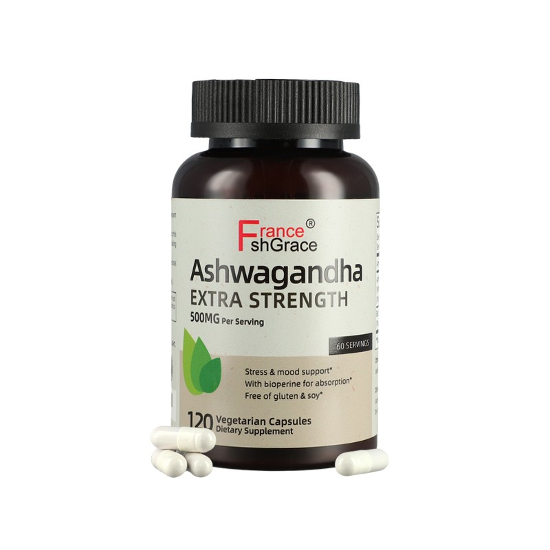 Organic Ashwagandha Root Extract Capsules for Stress Relief and Mood Enhancer Antioxidant Support Supplement 120 Capsules