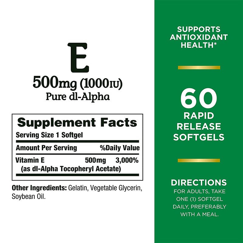 Customized Vitamin E Softgels Supports Antioxidant Health and Immune System 60 Softgels Vitamin E Softgels for Adults