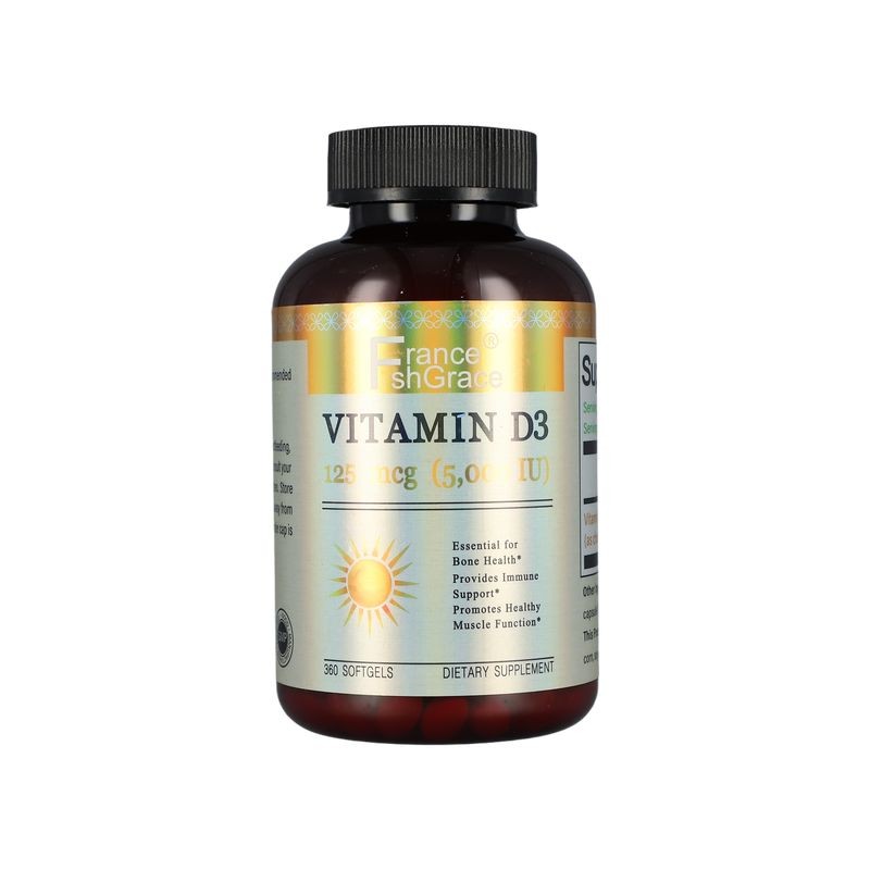 Vitamin D3 5000 IU (125mcg) Softgels for Daily Bone Support, Immune Function, and Muscle Health | 360 High Potency Capsules