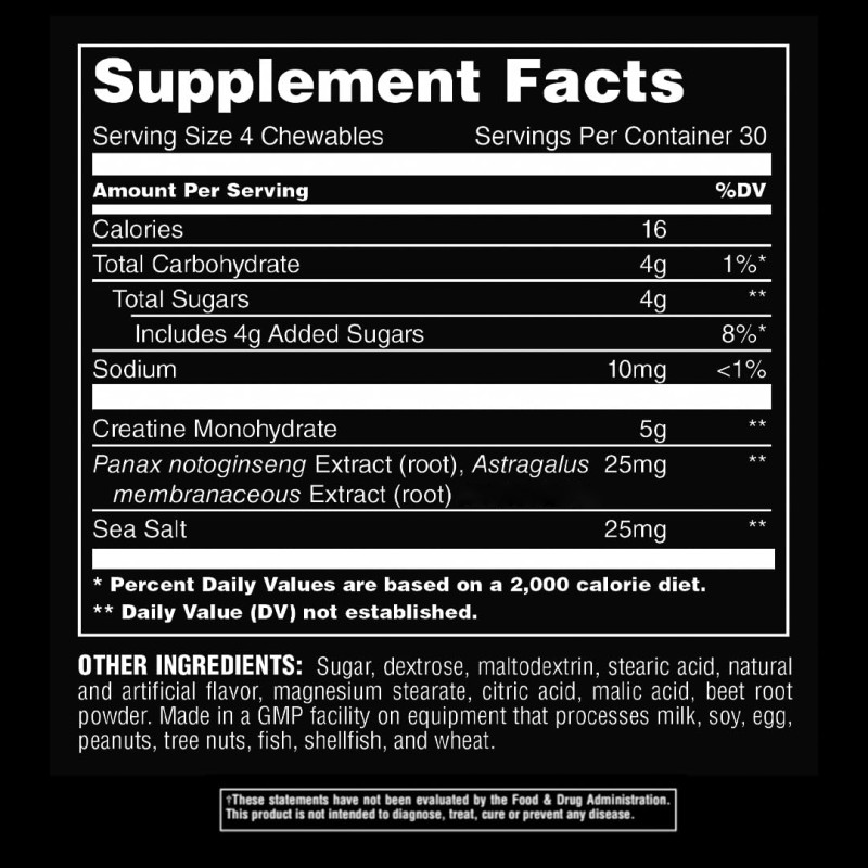 Muscle Recovery & Energy Sport Supplement Chewable Creatine Monohydrate Tablets Convenient Pill Dosage
