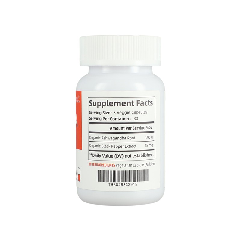 Organic Ashwagandha Root Extract Capsules for Stress Relief, Energy & Mood Support - 90 Vegan Capsules