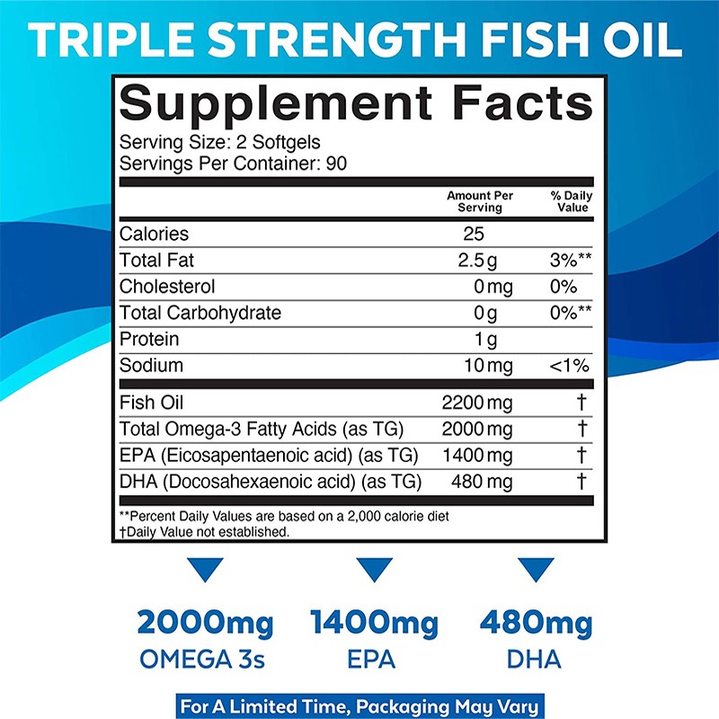 Omega 3 Fish Oil with EPA and DHA Supplements Fish Oil Supplement for Brain and Heart Health Promote Immunity, and Skin Health.