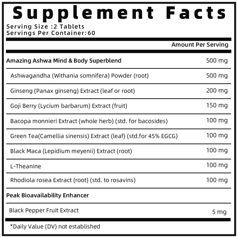 Organic Ashwagandha Root Extract Capsules for Stress Relief and Mood Enhancer Antioxidant Support Supplement 120 Capsules
