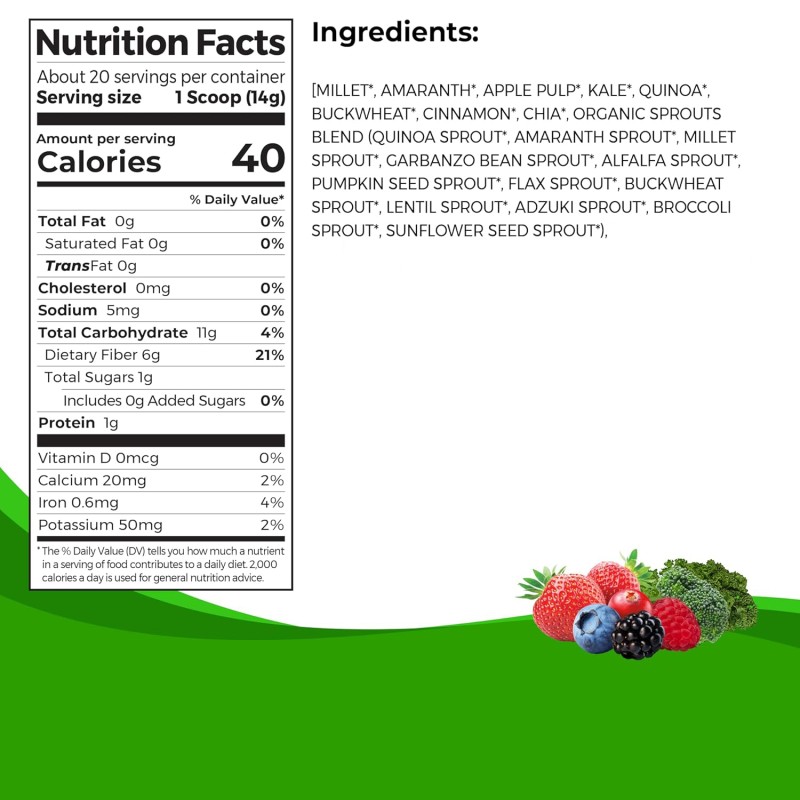 Greens Powder for Men and Women Support Digestive Health and Antioxidants Organic Greens Supplement