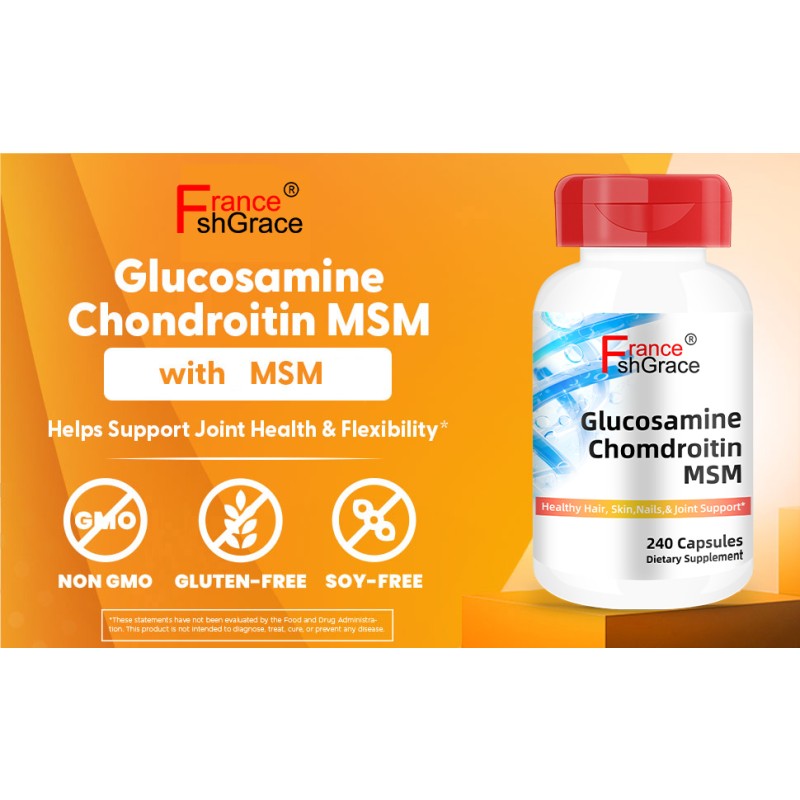 Glucosamine Chondroitin Msm Capsules, Supports Healthy Joint Structure Function & Comfort Support Healthy Hair Skin 240 Capsules
