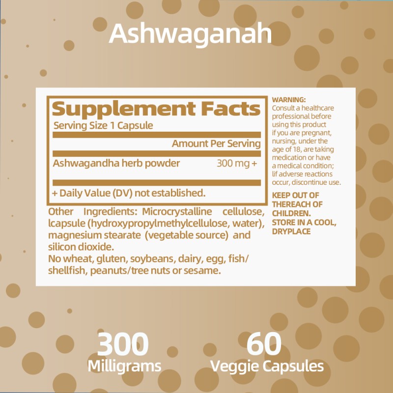 Organic Ashwagandha Supplement for Adults Stress Relief and Improve Sleep Ashwagandha Capsules