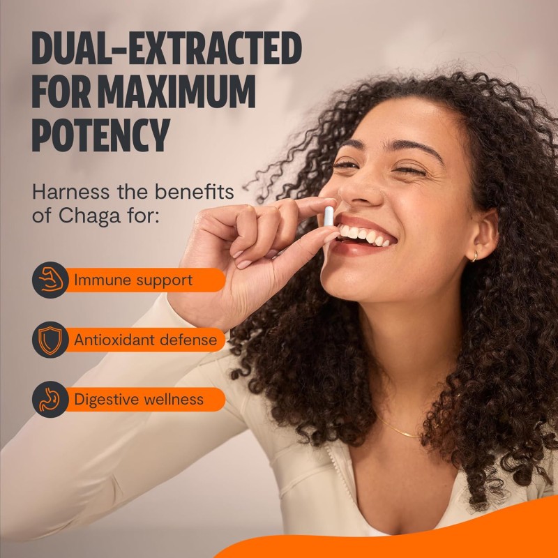 Mushrooms Chaga Mushrooms Capsules 120 Capsules Mushroom Extract Antioxidants Supplement Herbal Supplements Supplements