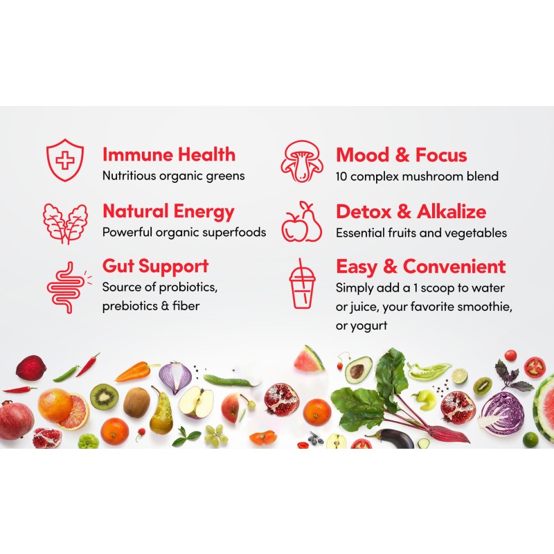 High Quality Super Greens 500g Organic Super Foods Mushrooms Probiotics Super Greens Powder Supportment