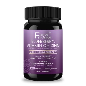 Sambucus Black Elderberry Capsules  with Vitamin C & Zinc,  Immune Support  Supplement,120Capsules Herbal Supplement