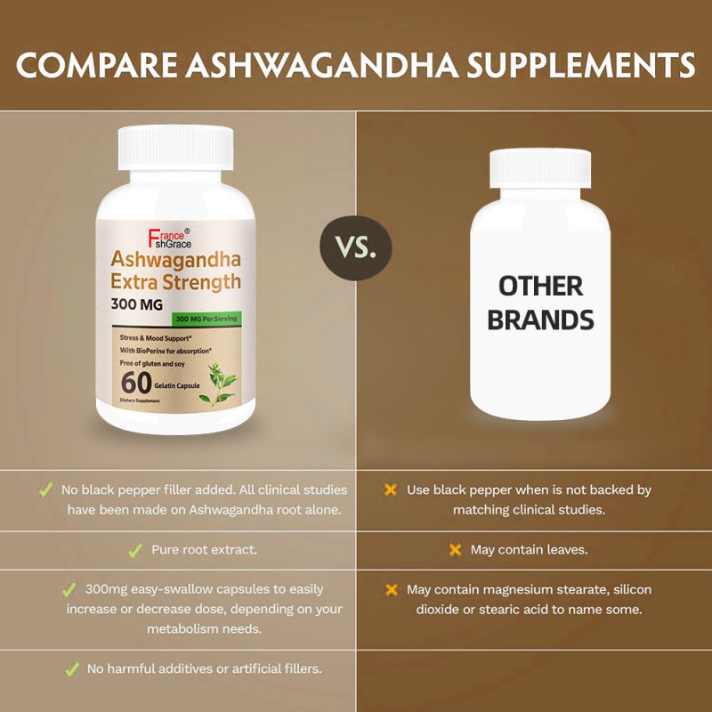 Organic Ashwagandha Supplement for Adults Stress Relief and Improve Sleep Ashwagandha Capsules