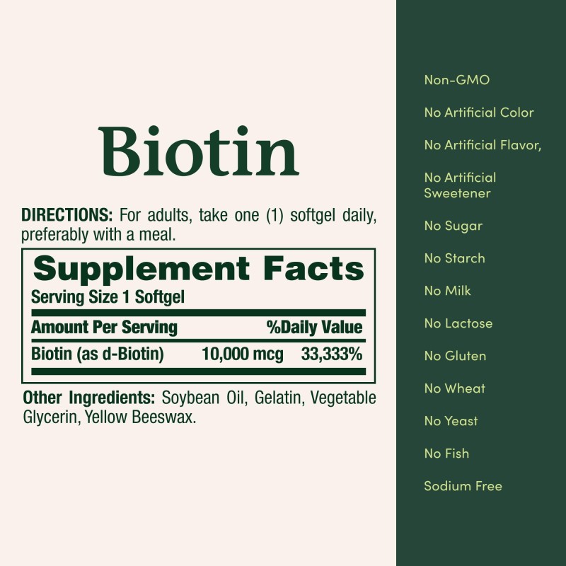 Biotin Supplement Supports Healthy Hair, Skin and Nails Biotin Capsules 100 Tablets
