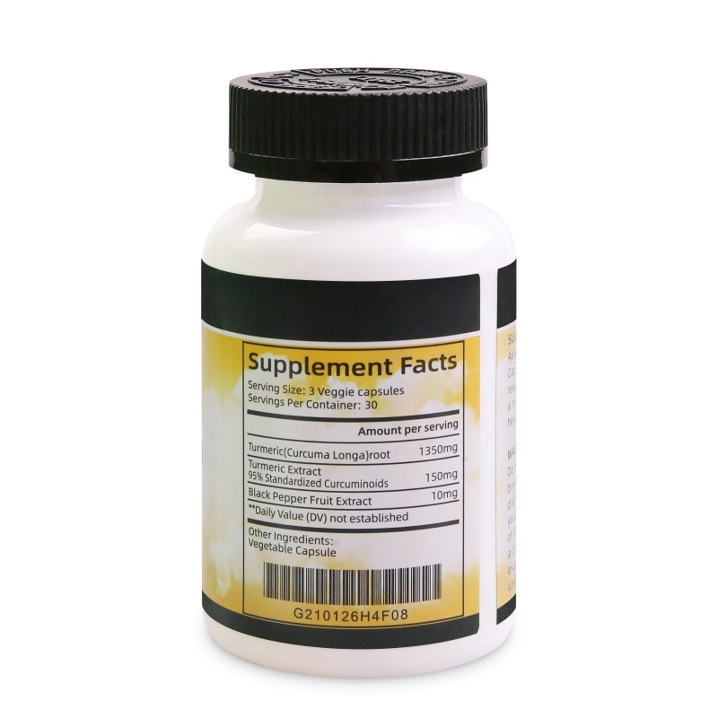 Turmeric Curcumin Capsules 90 Count Gluten Free Herbal Formula with Black Pepper for Bioavailability and Joint Comfort Support