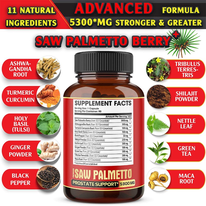 Organic Health Supplement Providing Energy Men Prostate Saw Palmetto Capsules
