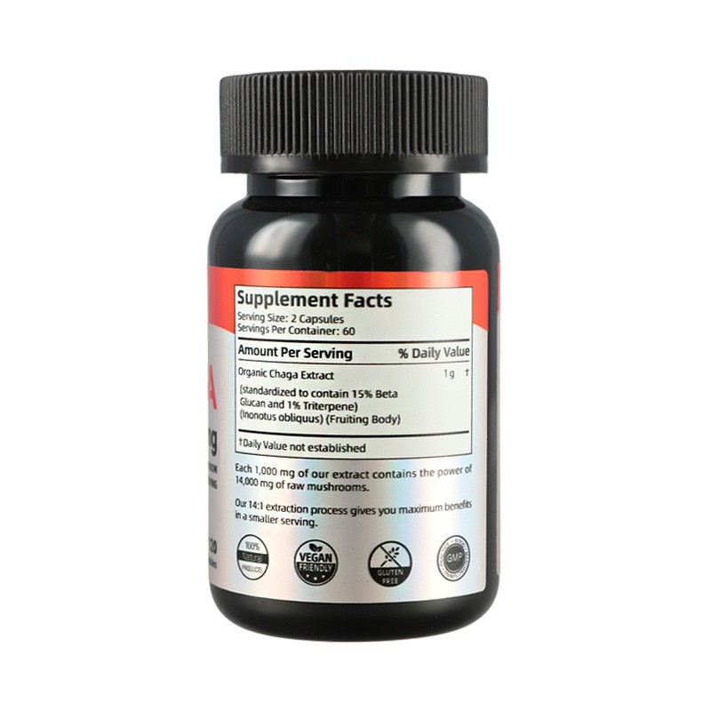 Mushrooms Chaga Mushrooms Capsules 120 Capsules Mushroom Extract Antioxidants Supplement Herbal Supplements Supplements