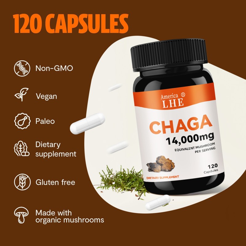 Mushrooms Chaga Mushrooms Capsules 120 Capsules Mushroom Extract Antioxidants Supplement Herbal Supplements Supplements