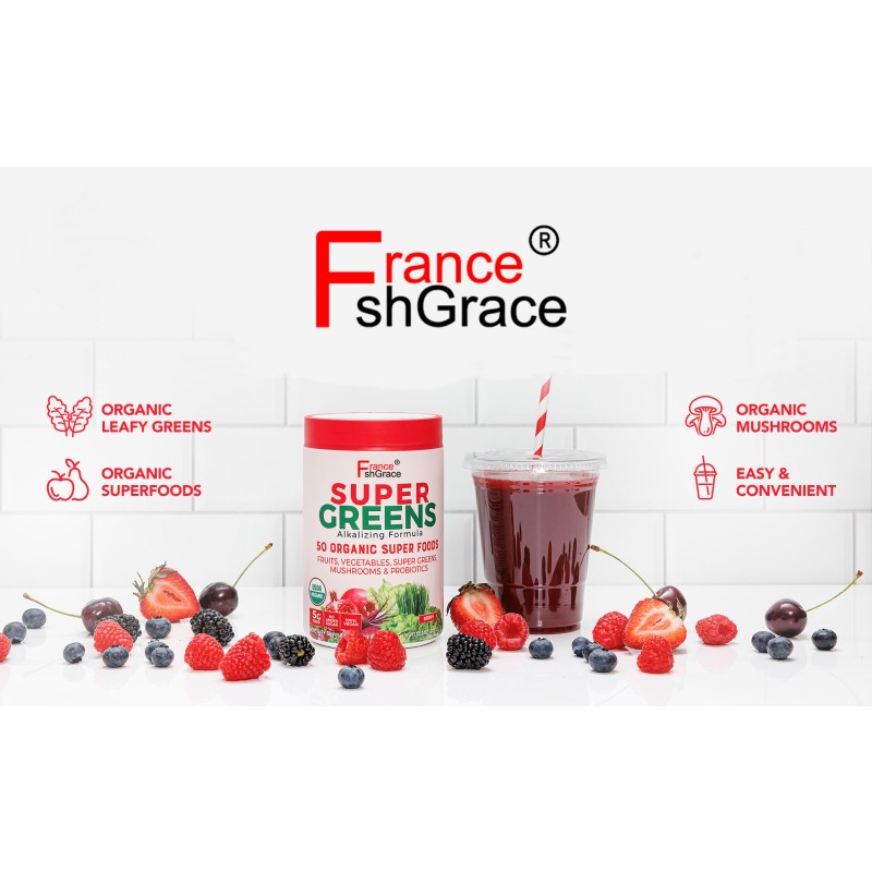 High Quality Super Greens 500g Organic Super Foods Mushrooms Probiotics Super Greens Powder Supportment