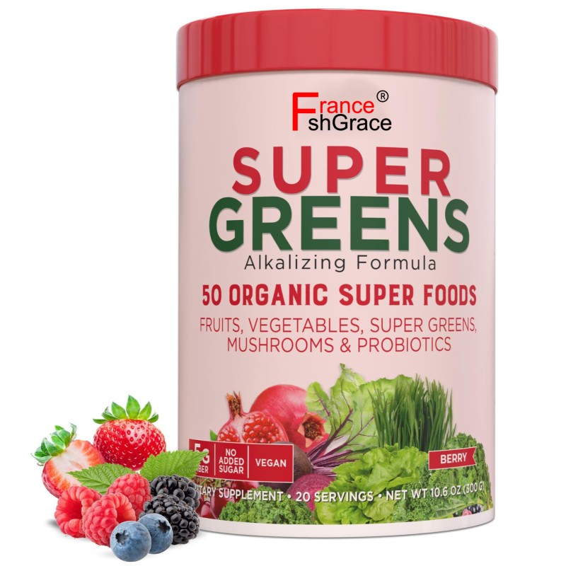 High Quality Super Greens 500g Organic Super Foods Mushrooms Probiotics Super Greens Powder Supportment