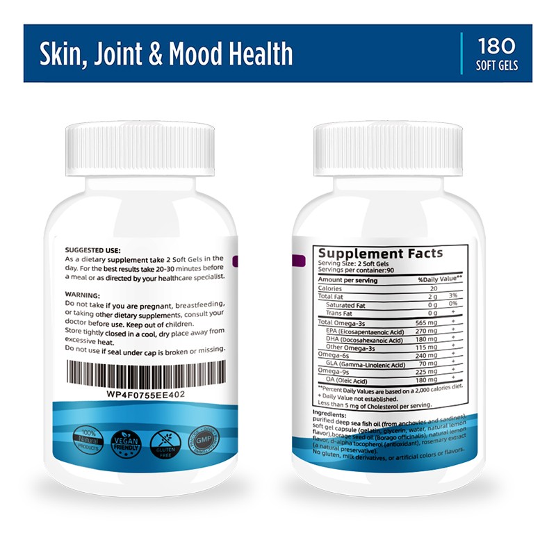 Complete Omega with GLA for Adults Support Skin Joints Health Omega 3 Softgels