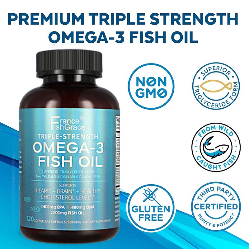 Omega 3 Fish Oil with EPA and DHA Supplements Fish Oil Supplement for Brain and Heart Health Promote Immunity, and Skin Health.