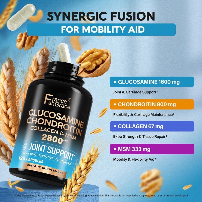 Glucosamine Chondroitin MSM 2800mg Supplement for Adults Support Joint Health Best Glucosamine Capsules