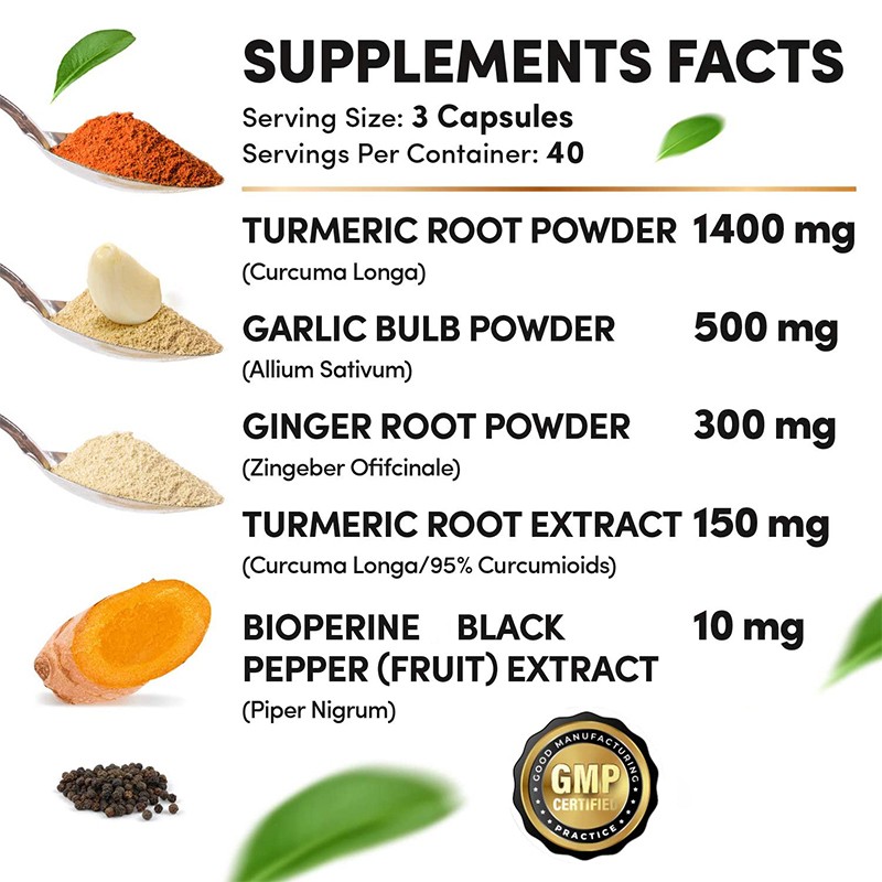 OEM Supplements 120 Capsules Health Care Turmeric Curcumin  Bioperine 2360mg  95% Curcuminoids  for Joint Support