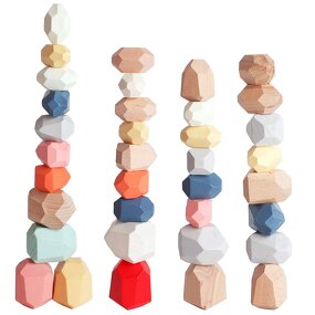 Wooden Building Blocks Factory - Rainbow Stone Stacking Toy
