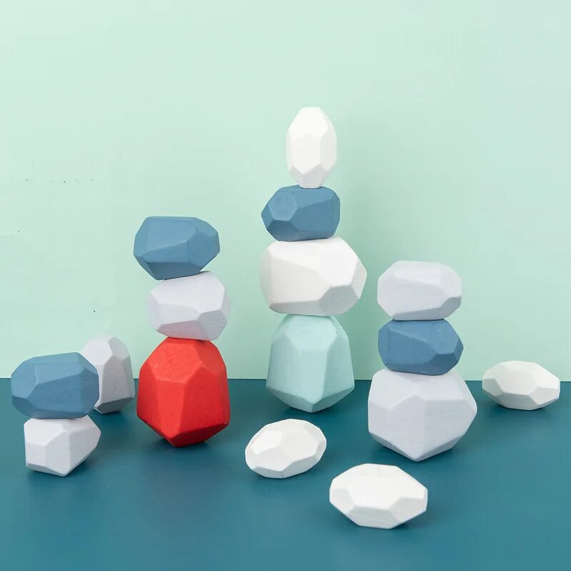 Wooden Building Blocks Factory - Rainbow Stone Stacking Toy