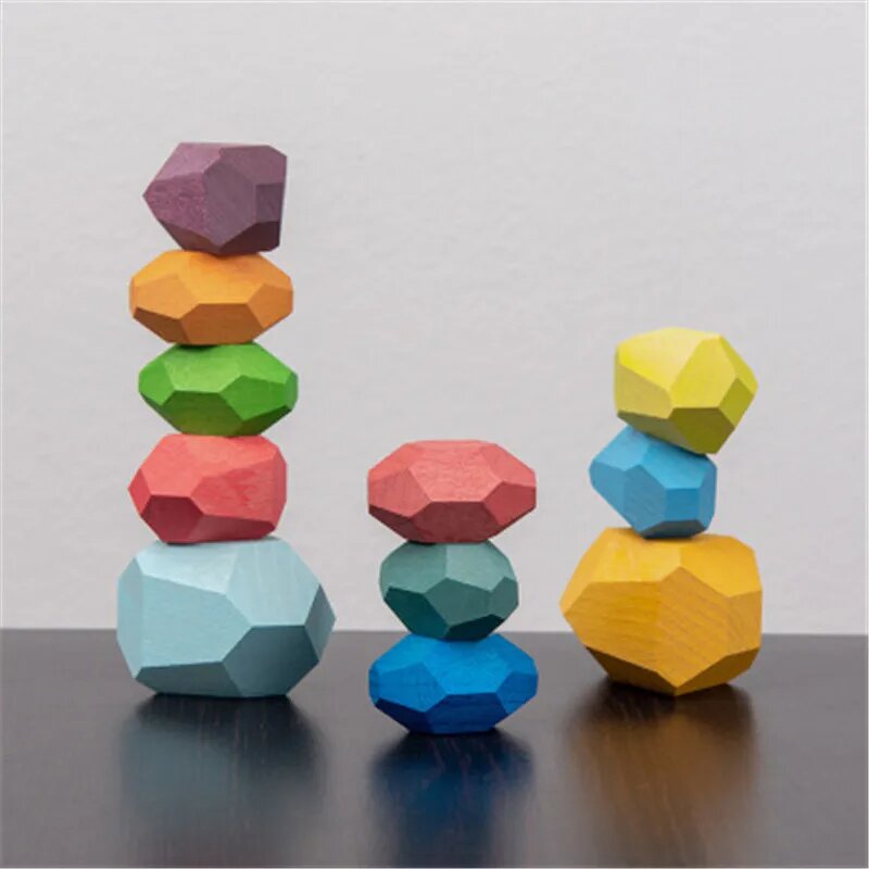 Wooden Building Blocks Factory - Rainbow Stone Stacking Toy