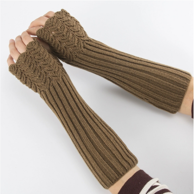 Fingerless Gloves Factory - Knit Fish Scale Pattern Arm Covers