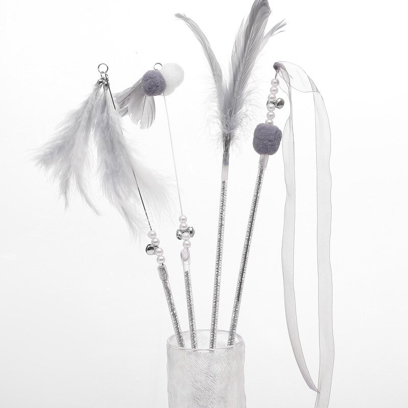 Cat Toys Factory - Long Pole Teasing Stick Feather Toy