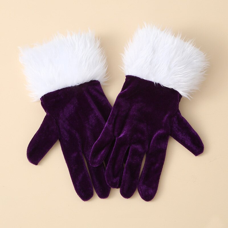 Santa Gloves Factory - White Plush Christmas Festive Mittens