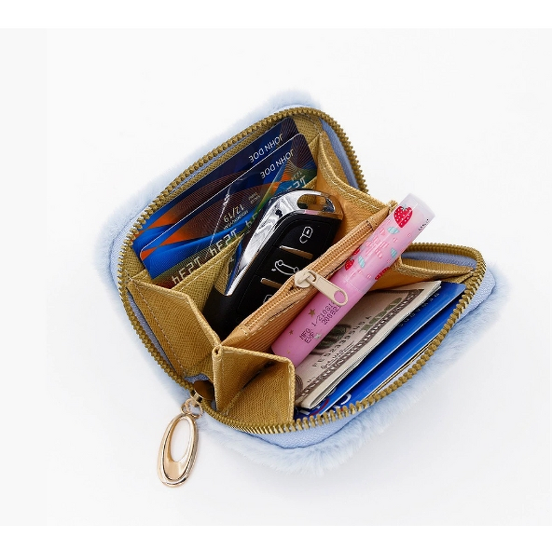 Coin Purse Factory - Solid Color Square Plush Card Case