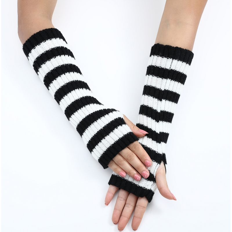 Winter Mittens Factory - Women Striped Knit Arm Warmers