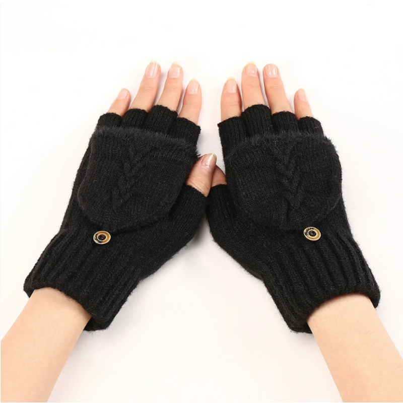 Women's Gloves Factory - Dual-season Fold-over Flap Gloves