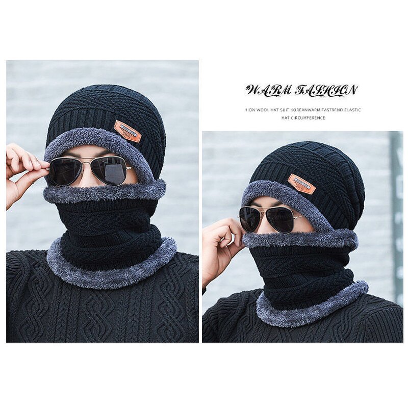 Winter Hat Factory - Unisex Teemo Knit Cap Thick Neck Scarf