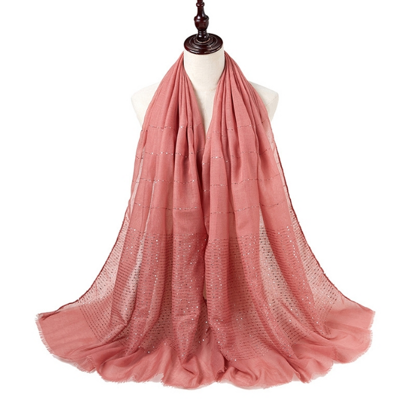 Headscarf Factory - Sequined Viscose Long Polyester Scarf