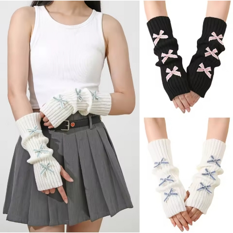 Women's Gloves Factory - Autumn Winter Split-Cuff Knit Gloves