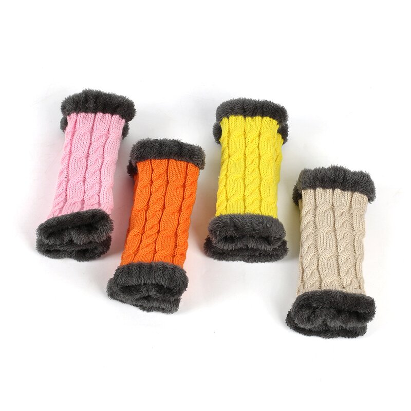 Fingerless Gloves Factory - Women Solid Fuzzy Fur Arm Warmers
