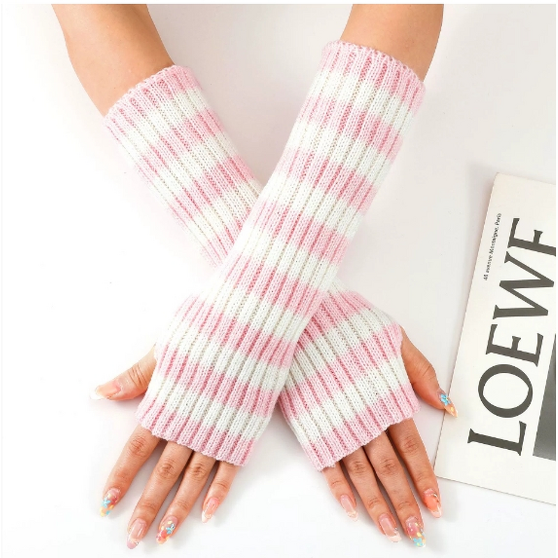Winter Mittens Factory - Women Striped Knit Arm Warmers