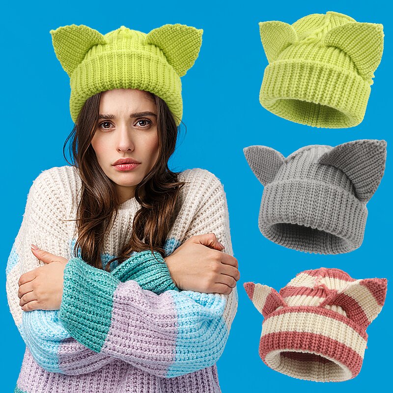 Cat Ear Beanie Factory - Funny Knitted Winter Skull Cap