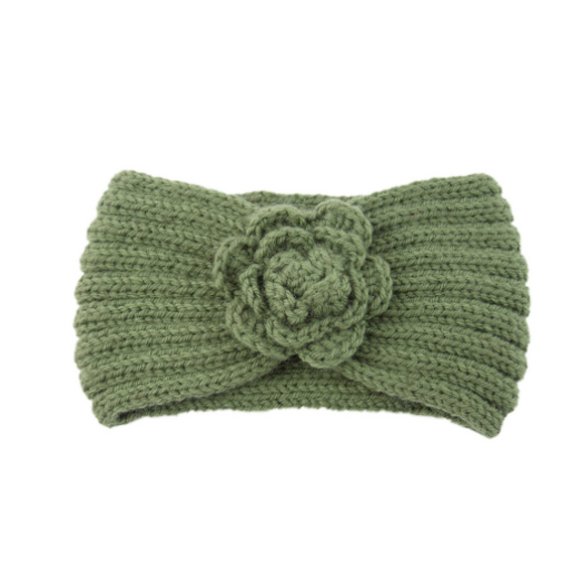 Knitted Headband Factory - Winter Flower Wide Edge Wool Band