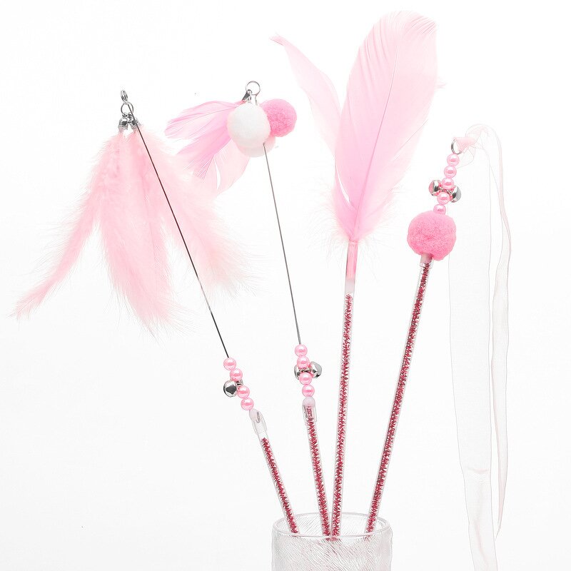 Cat Toys Factory - Long Pole Teasing Stick Feather Toy