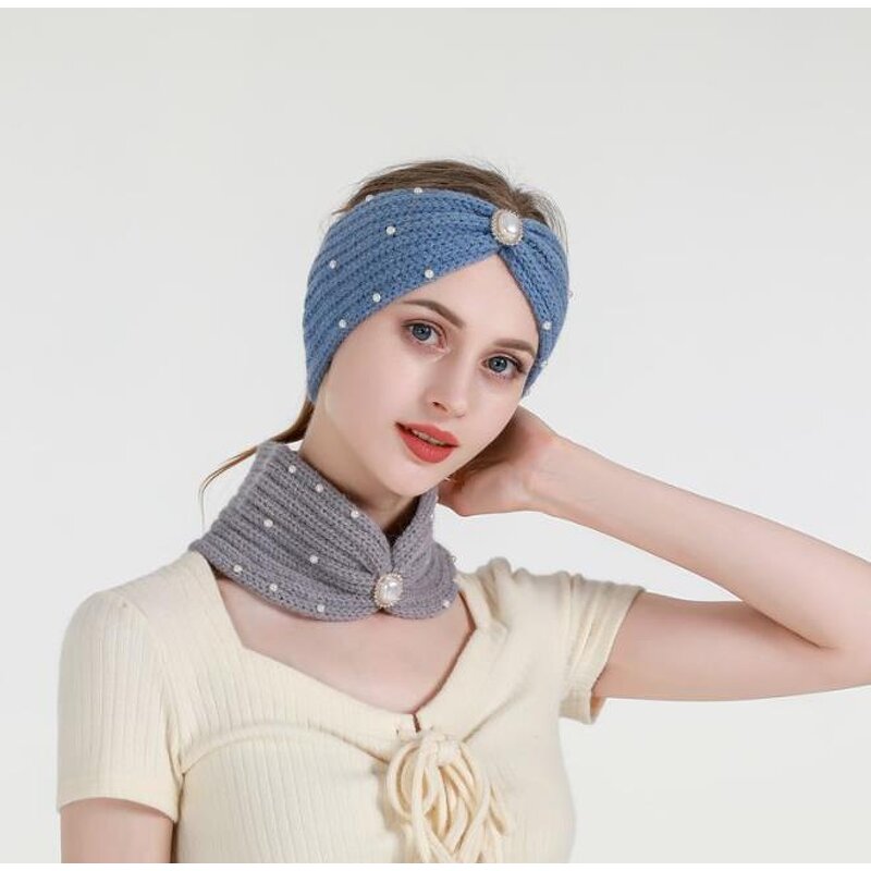 Headband Factory - Knitted Wool Pearl Diamond Hair Band