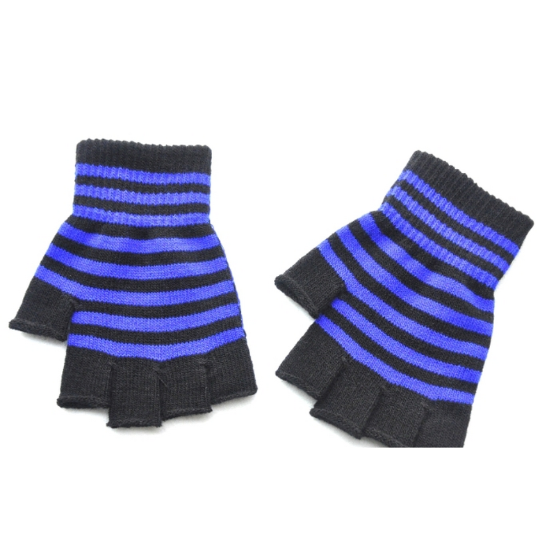 Fingerless Gloves Factory - Free-size Knit Striped Arm Warmers