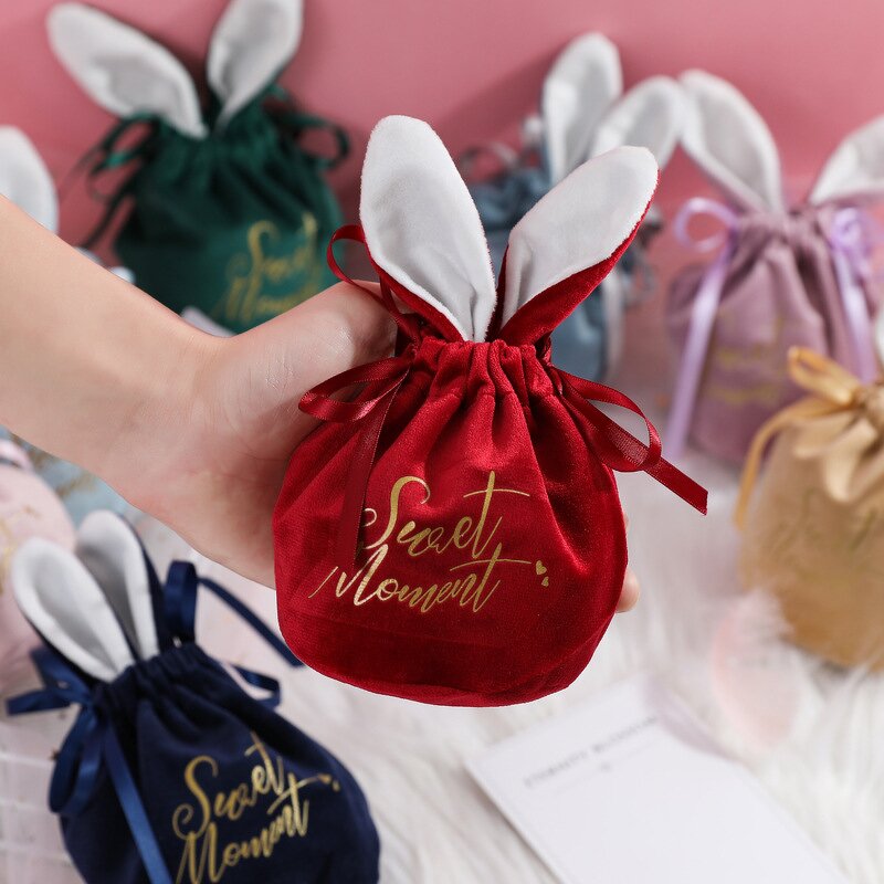Easter Gift Bag Factory - Cute Bunny Velvet Candy Chocolate Bag
