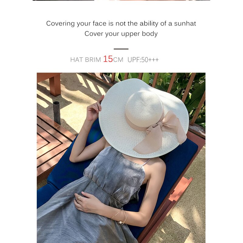 Sun Hat Factory - Women Beach Straw UPF50 Floppy Hat