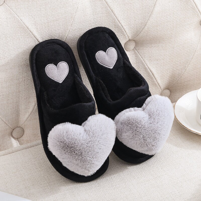 Slippers Factory - Plush Heart Indoor Winter Slippers for Women
