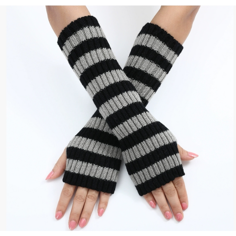 Winter Mittens Factory - Women Striped Knit Arm Warmers