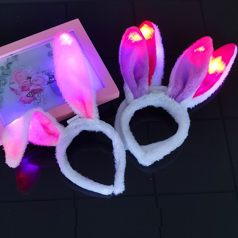 Bunny Ears Headband Factory - LED Glowing Plush Party Hair Hoop