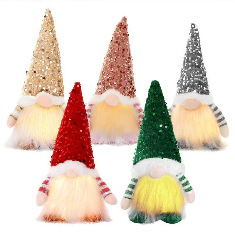 Christmas Doll Factory - LED Sequin Rudolph Gnome Decor